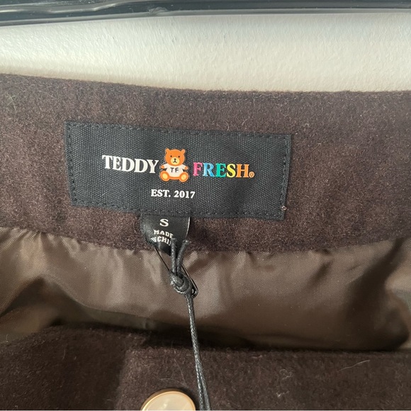 New Teddy Fresh Brown Skirt with Bear Appliqués Women’s Small S Wool Blend - Picture 5 of 8